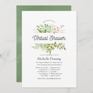Geometric Crystal Greenery Virtual Shower Invitation