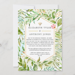 Geometric Crystal Greenery Virtual Wedding Announcement