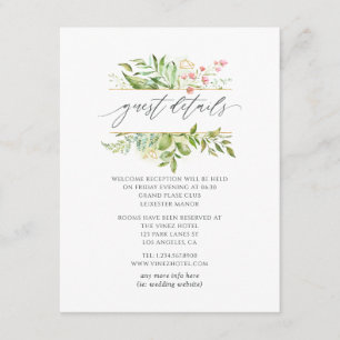 Geometric Crystal Greenery Wedding Guest Details Enclosure Card