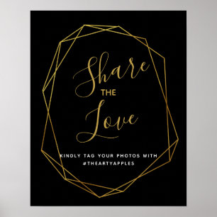 geometric crystal Social media wedding hashtag Poster