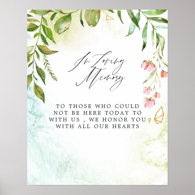 Geometric Crystal Wedding In Loving Memory Poster (Front)