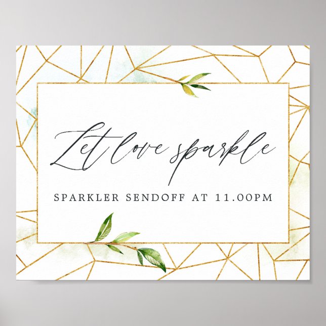 Geometric Crystal Wedding Let Love Sparkle Poster (Front)