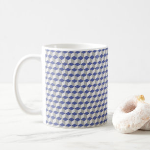 Geometric Cube Pattern in Purple, Grey & White Coffee Mug
