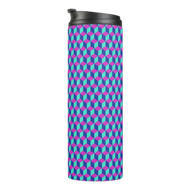 Geometric Cube Pattern Thermal Tumbler (Rotated Right)