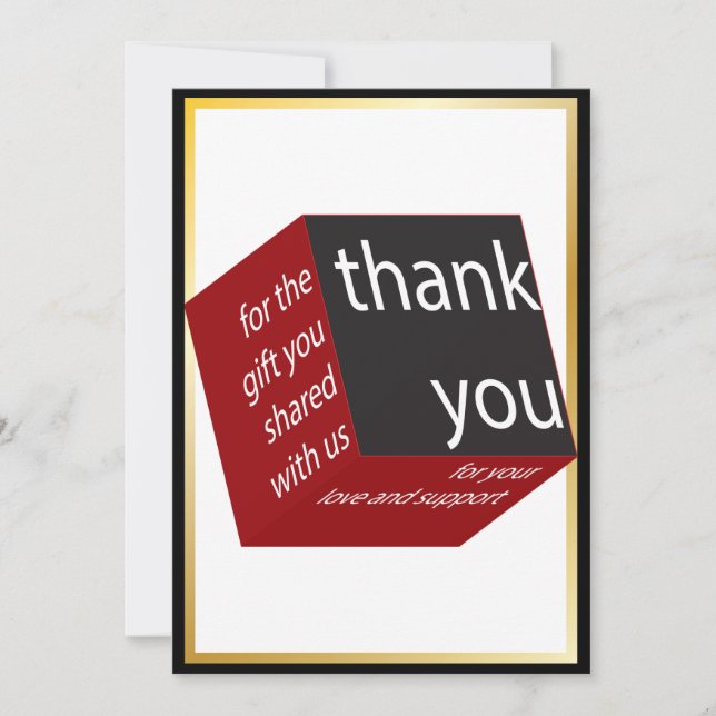 Geometric Cube Red | Black High Tech Wedding Gift  Thank You Card (Front)