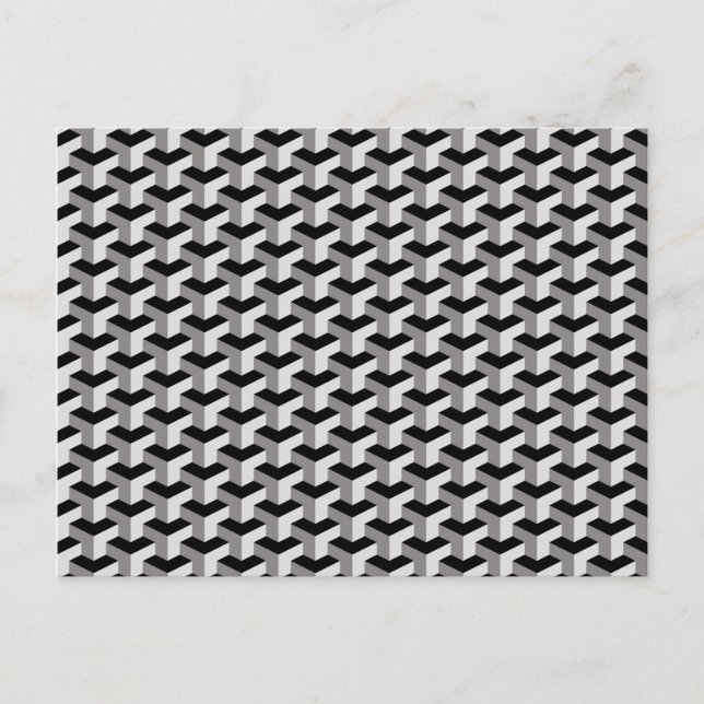 Geometric Cubes Optical Illusion Pattern Postcard (Front)