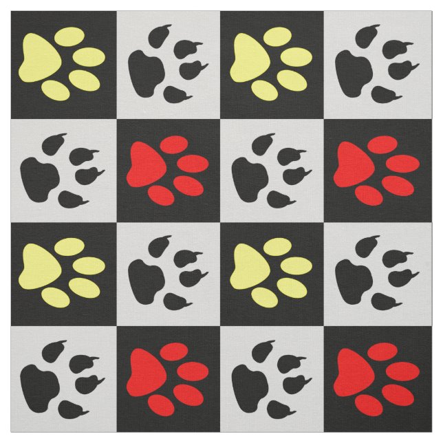 Geometric Cute Pet Paws And Claws Fabric (Swatch)