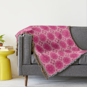Geometric Daisy Pattern in Coral and Pastel Pink   Throw Blanket