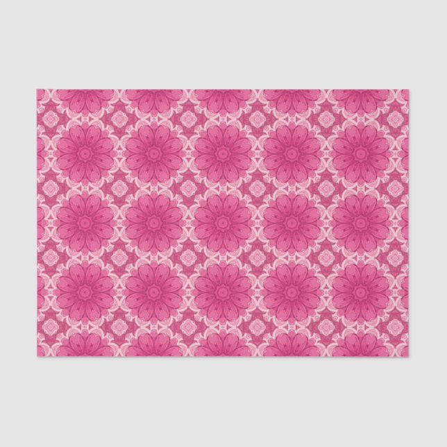 Geometric Daisy Pattern in Coral and Pastel Pink   Tissue Paper (Front)