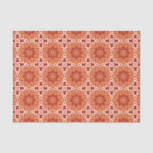 Geometric Daisy Pattern in Mandarin Orange Tissue Paper