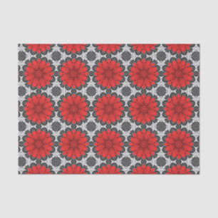 Geometric Daisy Pattern in Red Black & White    Tissue Paper