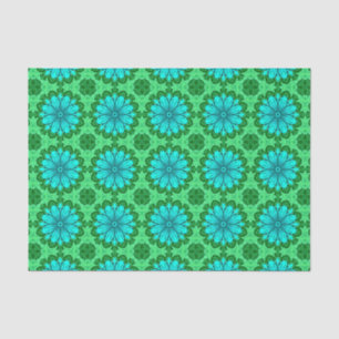 Geometric Daisy Pattern in Turquoise and Green   Tissue Paper