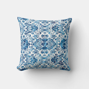 Geometric damask seamless pattern with grunge text cushion