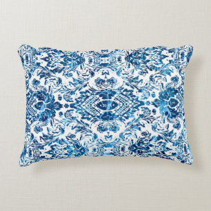 Geometric damask seamless pattern with grunge text decorative cushion