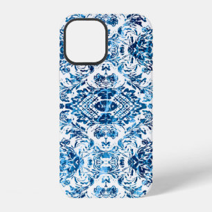 Geometric damask seamless pattern with grunge text iPhone 12 case