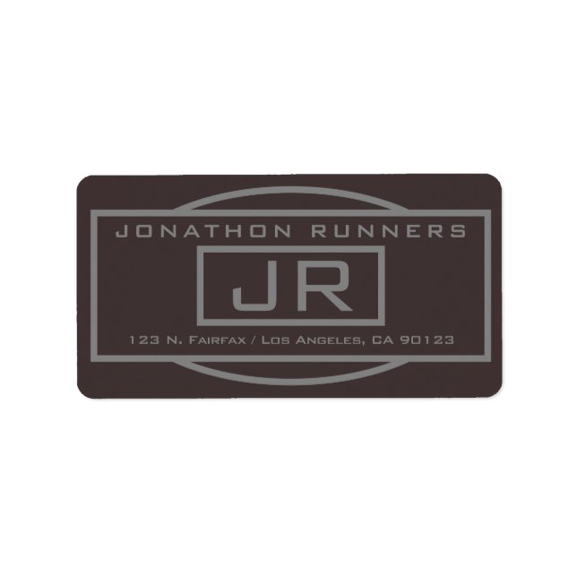 Geometric Dark Brown & Grey Return Address Label (Front)