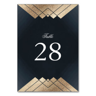 Geometric Dark Navy Gold Gatsby Wedding Table Number
