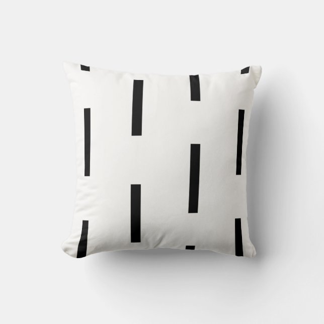 Geometric - dash line pattern - black and white cushion (Front)