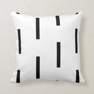 Geometric - dash line pattern - black and white cushion