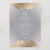 Geometric Deco Grey Gold Gatsby Wedding Invitation (Front)