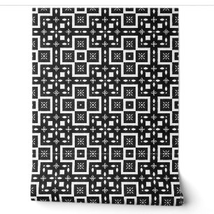 Geometric Deco Modern Classy Chic Black and White Wallpaper