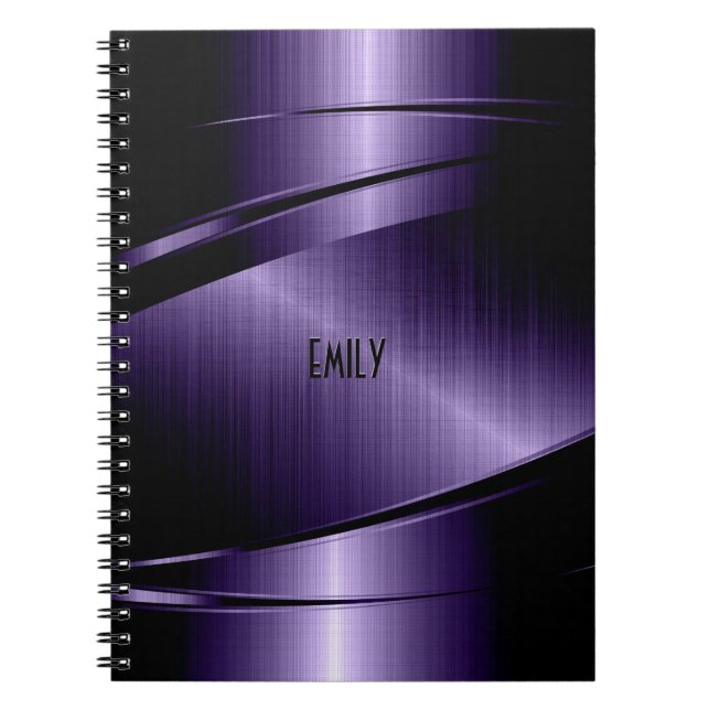 Geometric deep-purple faux metallic texture notebook (Front)