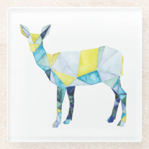 Geometric Deer Animal Glass Coaster