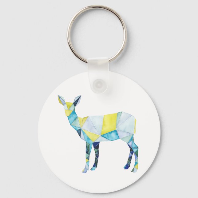 Geometric Deer Animal Key Ring (Front)