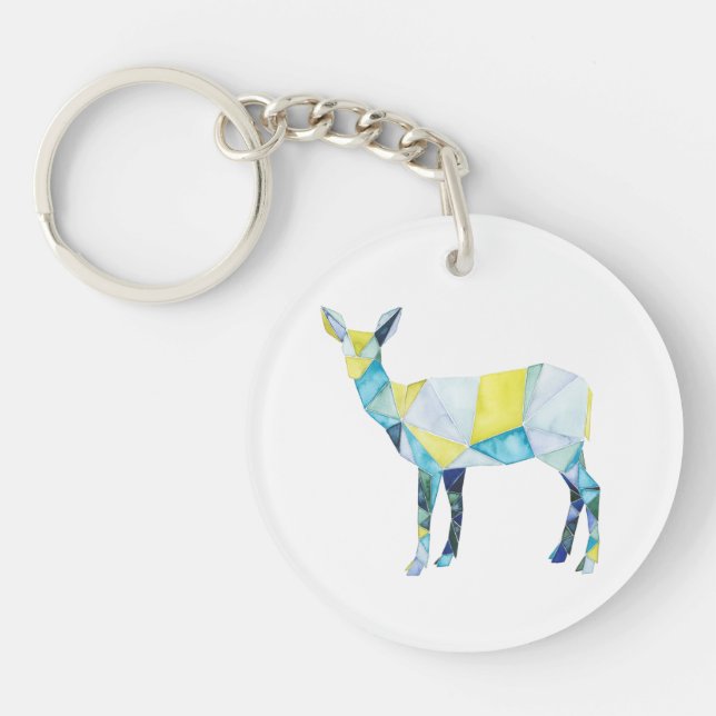 Geometric Deer Animal Key Ring (Front)
