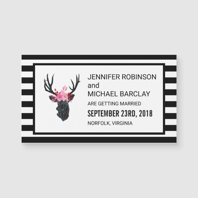 Geometric Deer Head Wedding Save the Date (Front)
