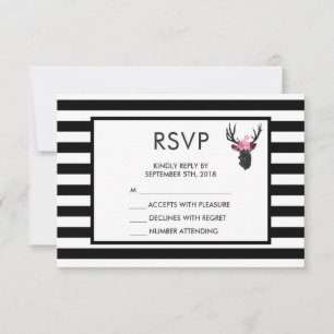 Geometric Deer Head with  Floral Crown RSVP Card