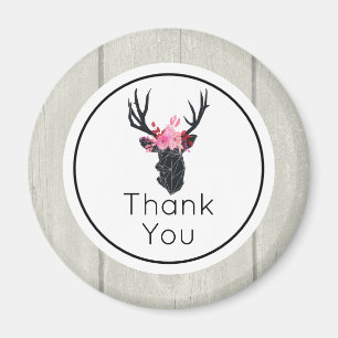 Geometric Deer Head with Floral Crown Thank You Magnet