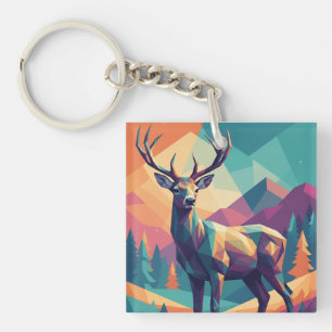 Geometric Deer Keychain
