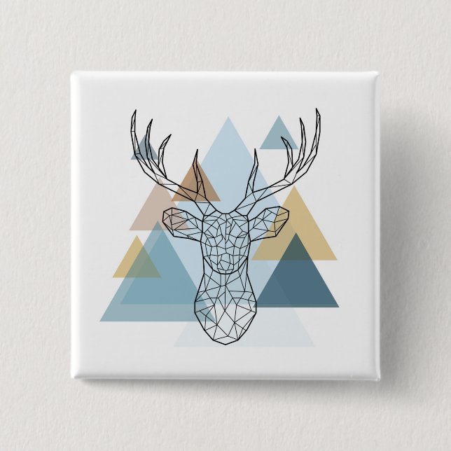 Geometric Deer Portrait 15 Cm Square Badge (Front)