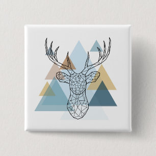 Geometric Deer Portrait 15 Cm Square Badge