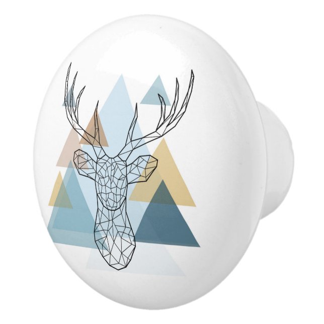 Geometric Deer Portrait Ceramic Knob (Right)