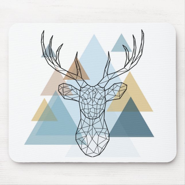 Geometric Deer Portrait Mouse Mat (Front)