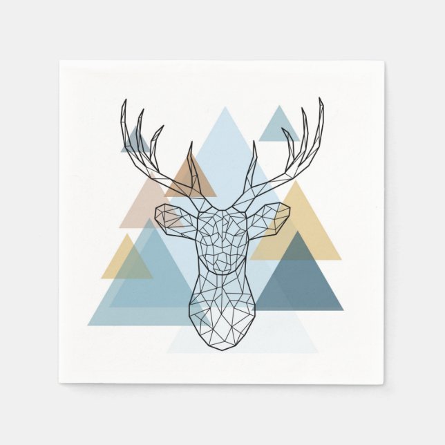 Geometric Deer Portrait Napkin (Front)