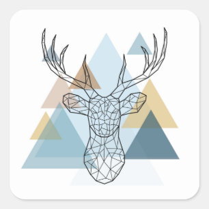 Geometric Deer Portrait Square Sticker