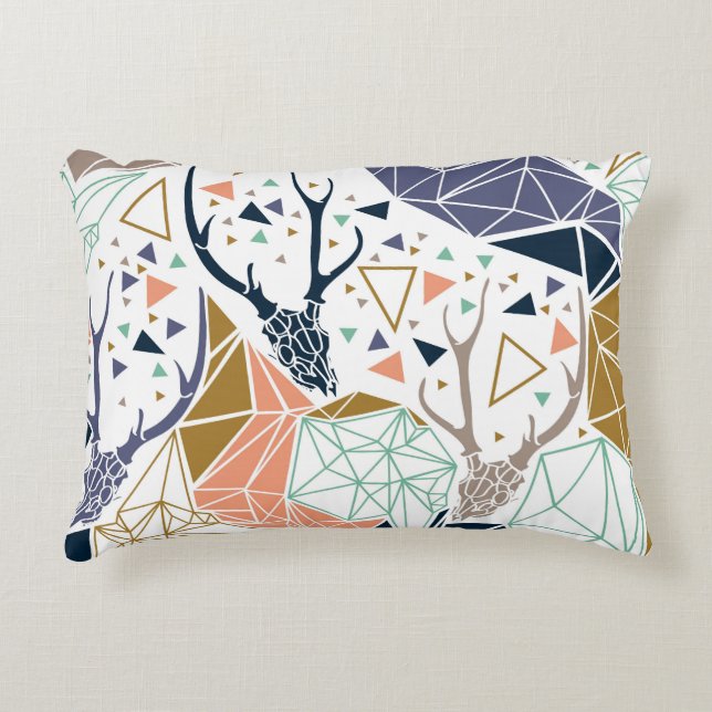 Geometric Deer Throw Pillow (Front)