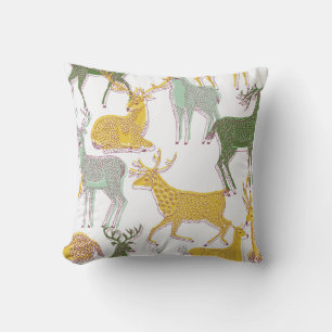 Geometric Deers: Traditional Pattern Illustration. Cushion