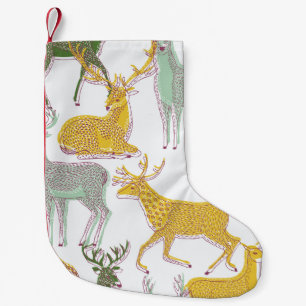 Geometric Deers: Traditional Pattern Illustration. Small Christmas Stocking