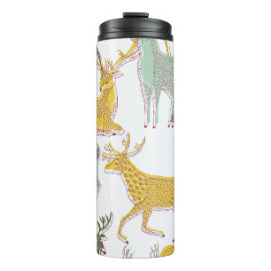 Geometric Deers: Traditional Pattern Illustration. Thermal Tumbler