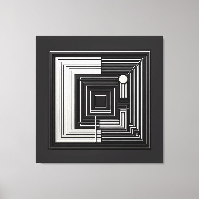 Geometric Depth Grid Canvas Print (Front)