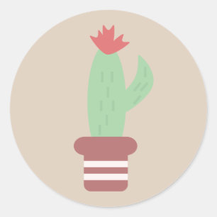 Geometric Desert Cactus  Classic Round Sticker