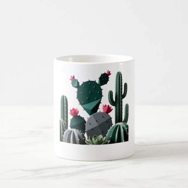 Geometric Desert Succulents Minimalist Coffee Mug (Center)