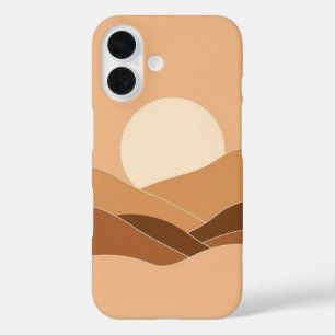 Geometric Desert Sunset: A Simplistic Study iPhone 16 Case
