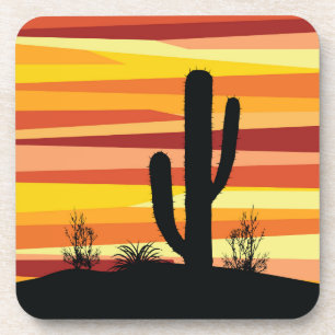 Geometric desert sunset coaster