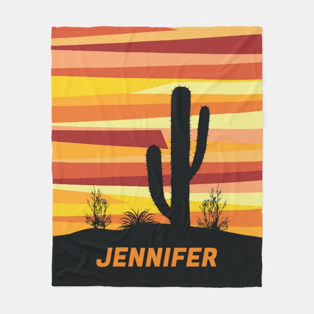Geometric desert sunset fleece blanket (Front)