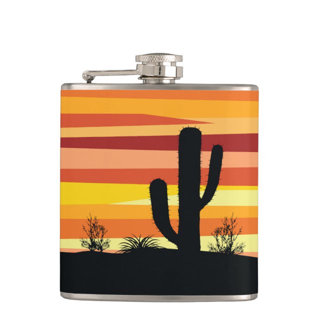 Geometric desert sunset hip flask (Front)